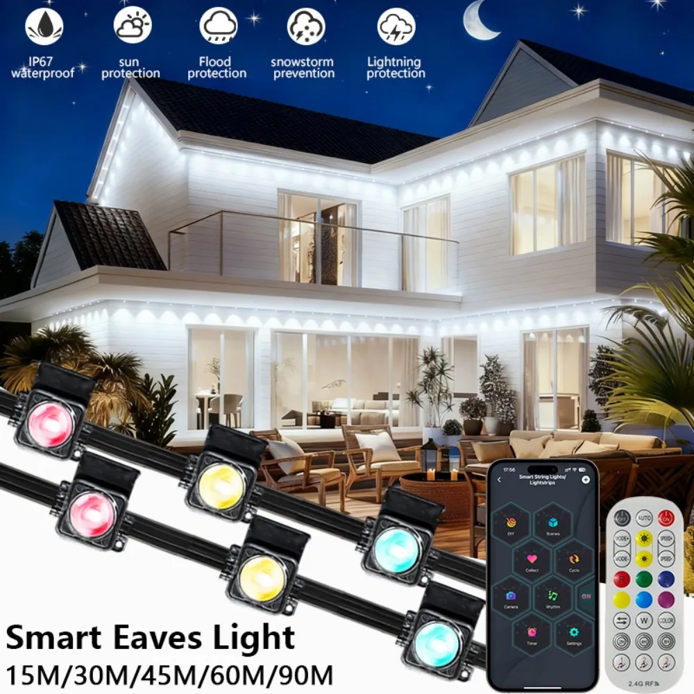 300ft الذكية إيف أضواء 180 المصابيح أضواء خارجية دائمة LED سلسلة أضواء App عن بعد مقاوم للماء لمهرجان المنزل ديكور يومي