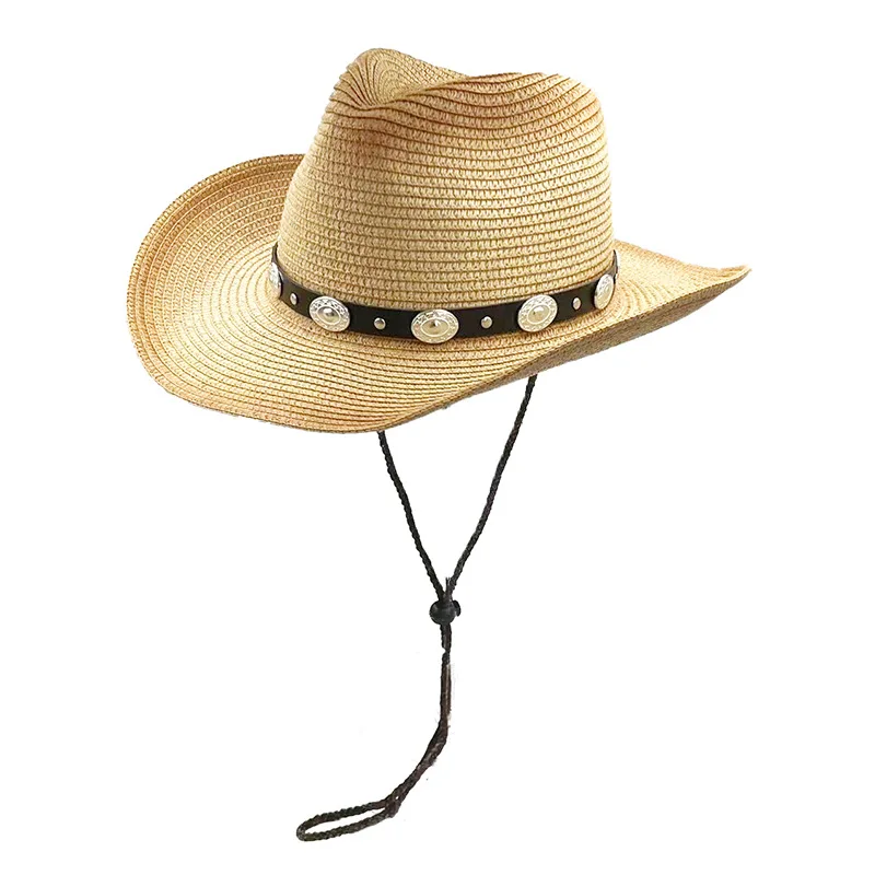 

Western cowboy hat new curly jazz hat ladies summer big brim straw beach hats women top hat gorro