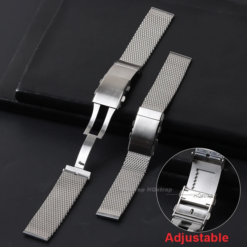 Milanese Mesh Bracelet 18mm 20mm 22mm Watch Bands for Omega Band 316L Adjustable Folding Buckle Luxury Stainless Steel Wristband