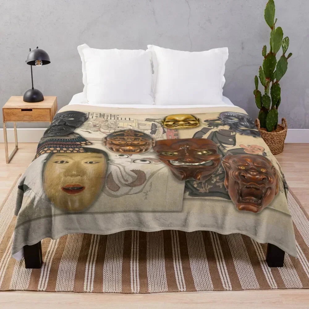 Japanese Theatre Throw Blanket All Season Soft Lightweight Blanket for Home