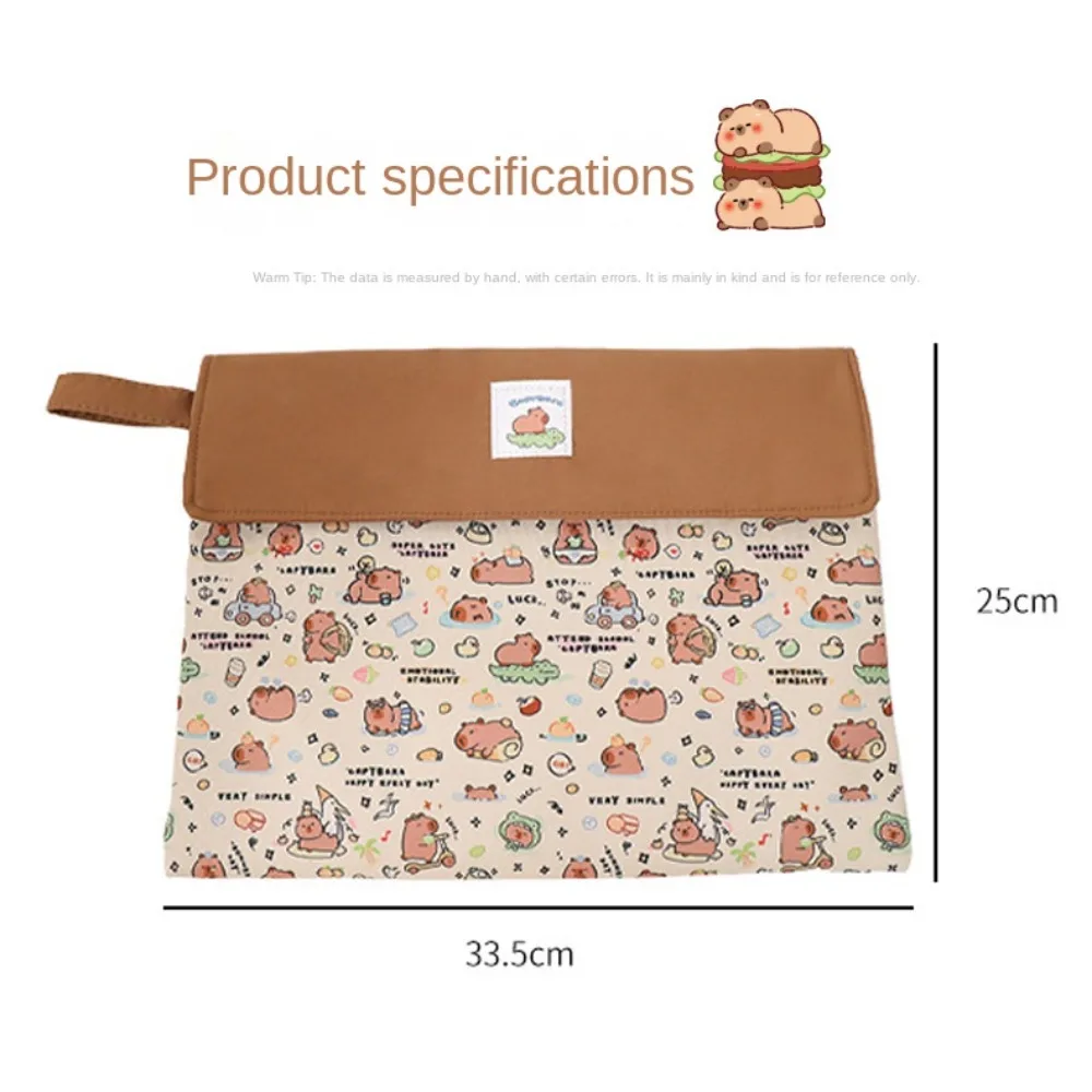 Washable Fabric Capybara Document Bag Durable Zipper Pouch Capybara File Bag Funny Large Capacity Cartoon Paper Storage Bag