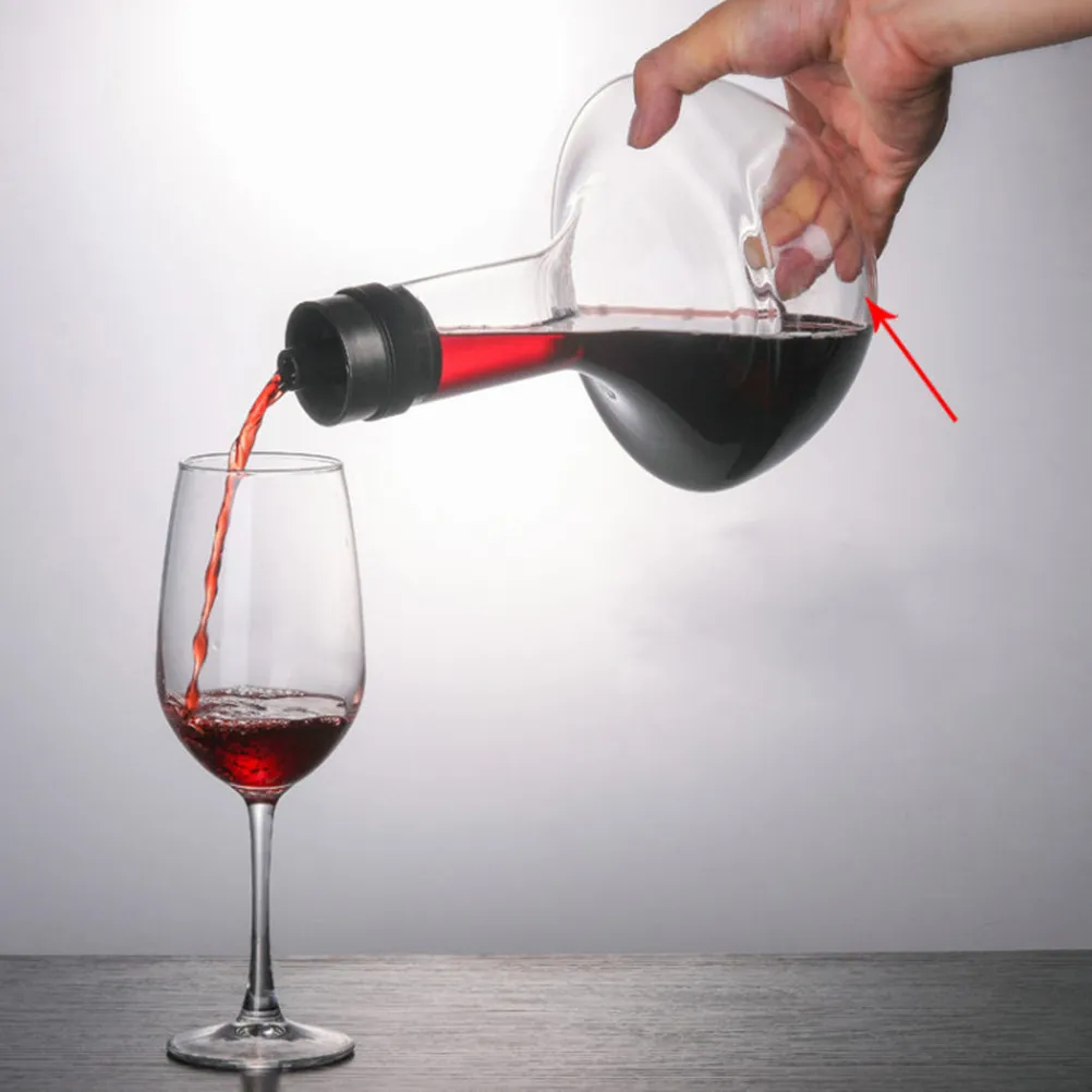 1Pcs 1000Ml Glass Wine Decanter for Red Wine Aeration Smooth Pour Curved Shape Narrow Neck Concave Bottom Easy Clean Fast