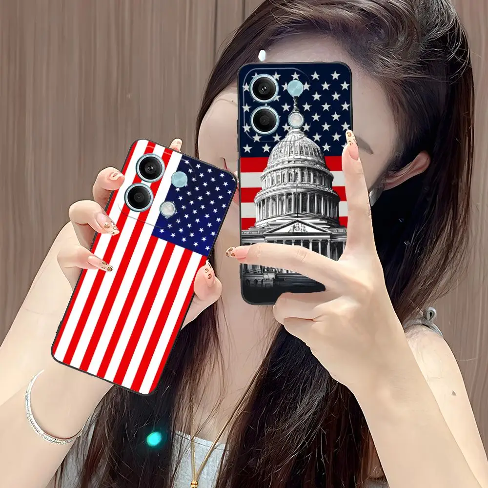 الولايات المتحدة الأمريكية أمريكا العلم المحمول قضية الهاتف الخليوي ل POCO F6 F5 F4 F3 F2 برو GT C40 اللون الطباعة الغطاء الواقي غطاء فاخر جميل #5
