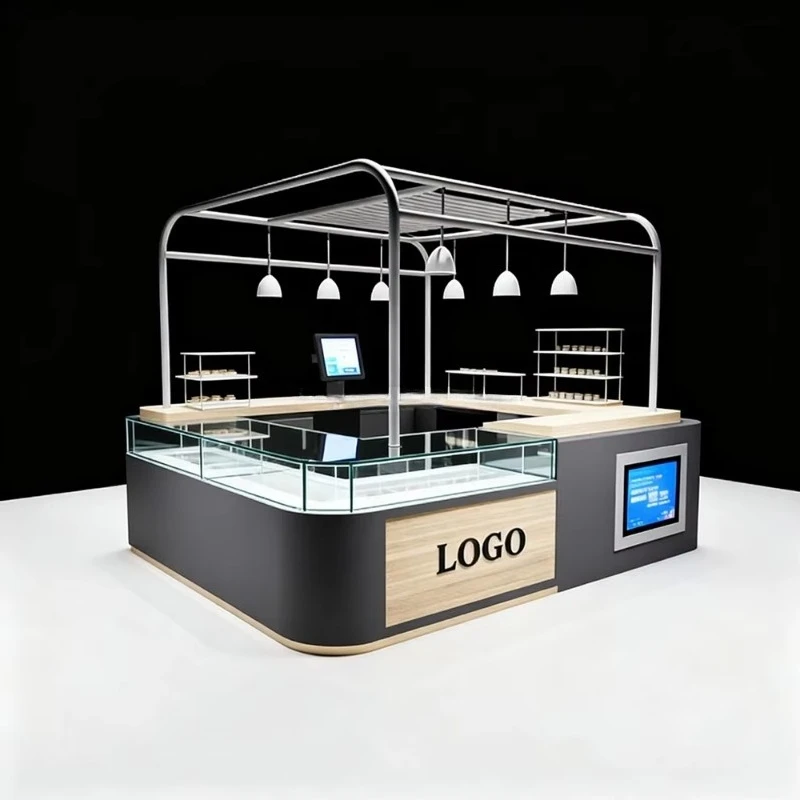 FL Customized  Fancy Ice Cream Bubble Tea Juice Case Shop Interior Design Display Cabinet Milk Tea Shop Counter pop up Coffee