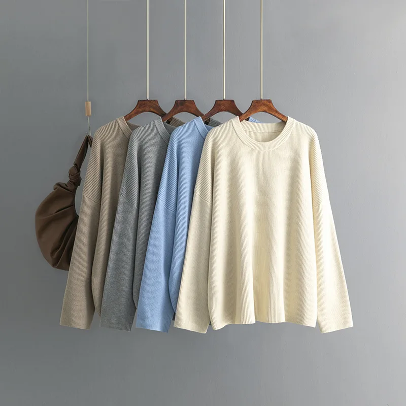 

High Quality O-neck Sweater Women Top Knit Long Sleeve Autumn Winter Female Fashion Basic Loose Warm Pullover Pull Jumper CQ144