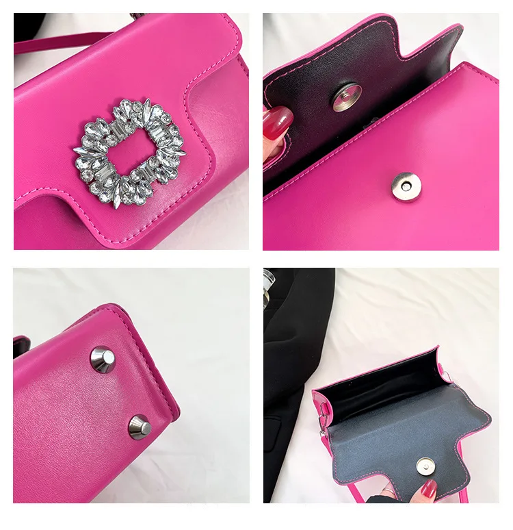 Women's Hand Bags Shoulder Bag PU Wallet Portable Tote Handbags Crossbody Bag Fashion Small Square Bag Casual Crystal Decoration