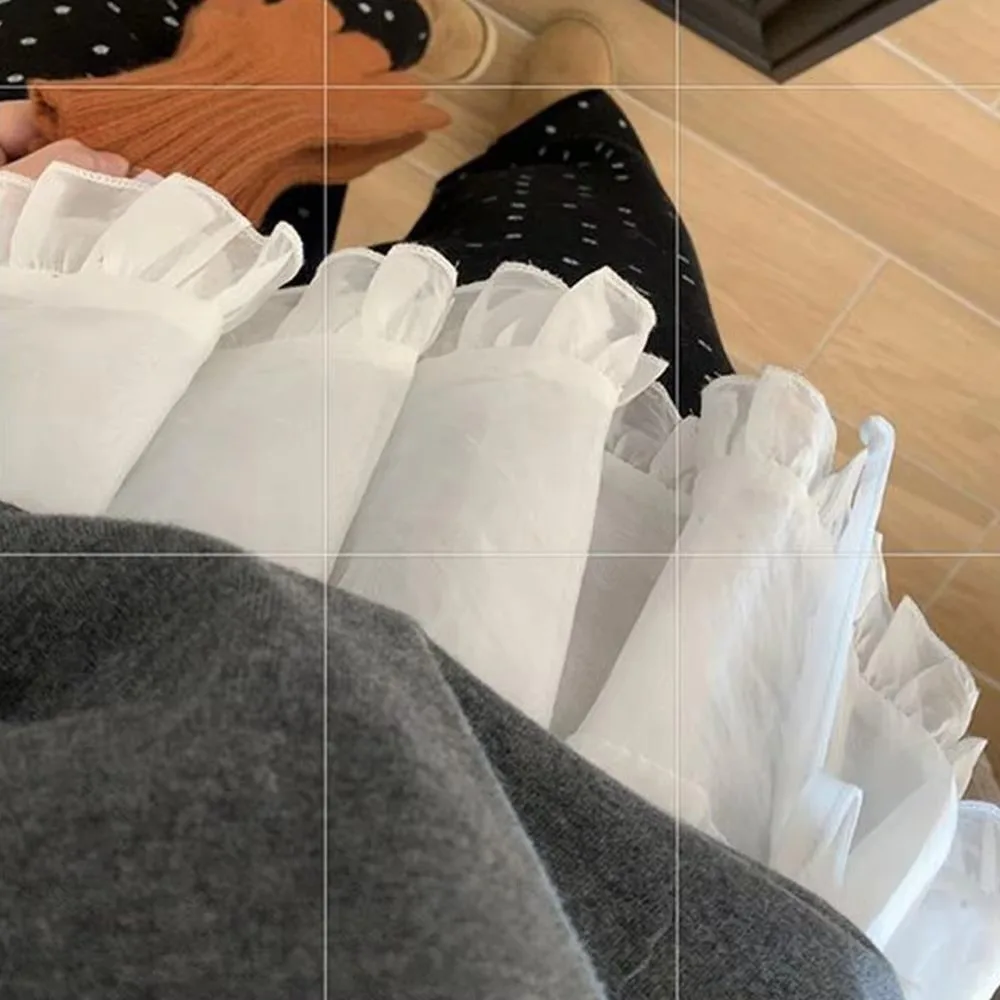 Mode Koreanischen Stil Layered Gaze Rock Hohe Taille Einteilige Mini Röcke Süße Bandage Tüll Kleid für Sommer