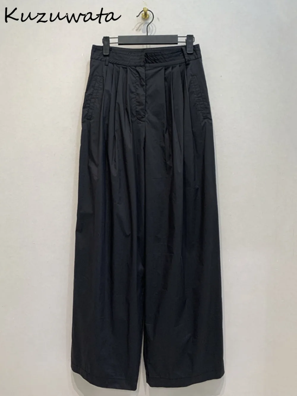 

Kuzuwata New High Waist Lazy All-match Soft Pants Slim Fit Loose Straight Ruched Harem Trousers Japan Casual Fashion Sweatpants