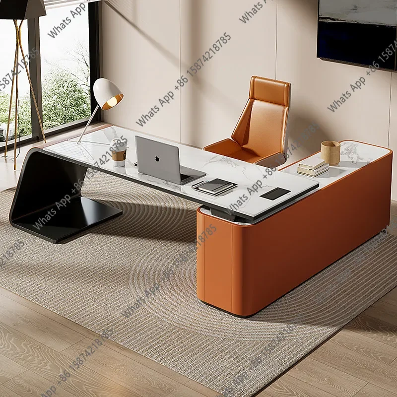 Light Luxury Slate Desk, Italian Minimalist Desk And Chair Combination Modern And Simple Home Study Room High-end Computer X