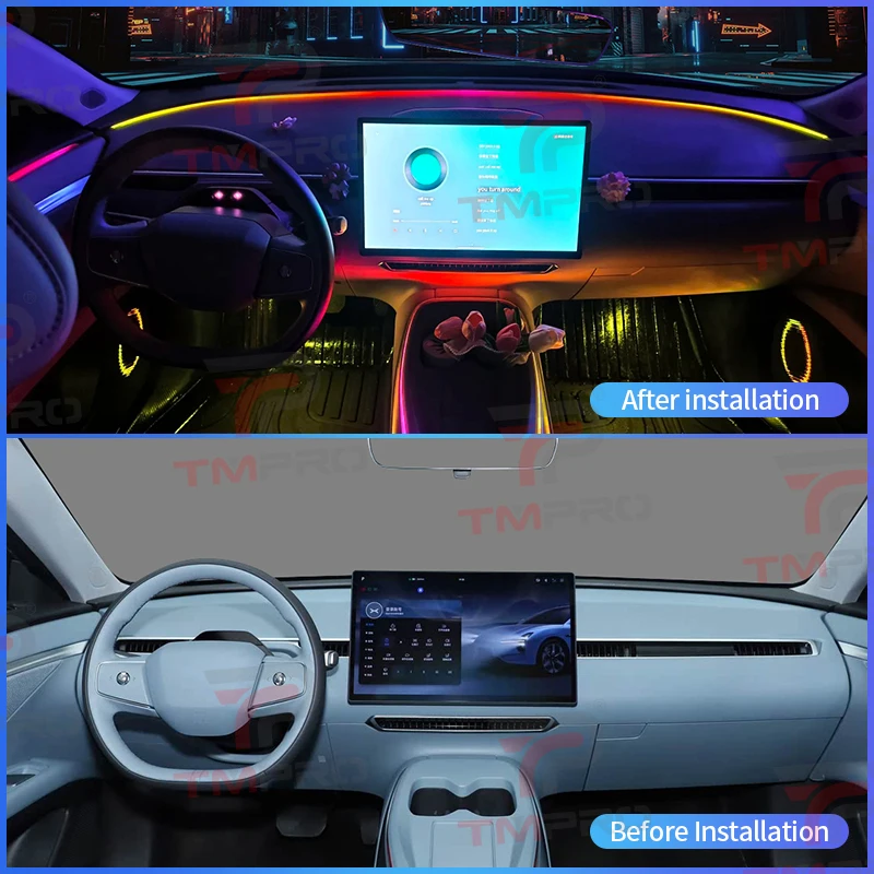 TMPRO universal through-type ambient light surrounding the vehicle interior trim of dashboard and center console ambient light