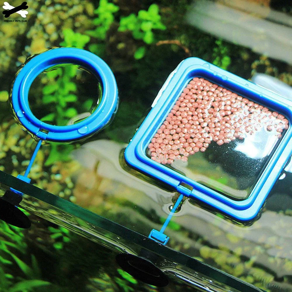 Aquarium Feeding Ring Fish Tank Station Floating Food Tray Feeder Square Circle Accessory Water Plant Buoyancy Suction Cup