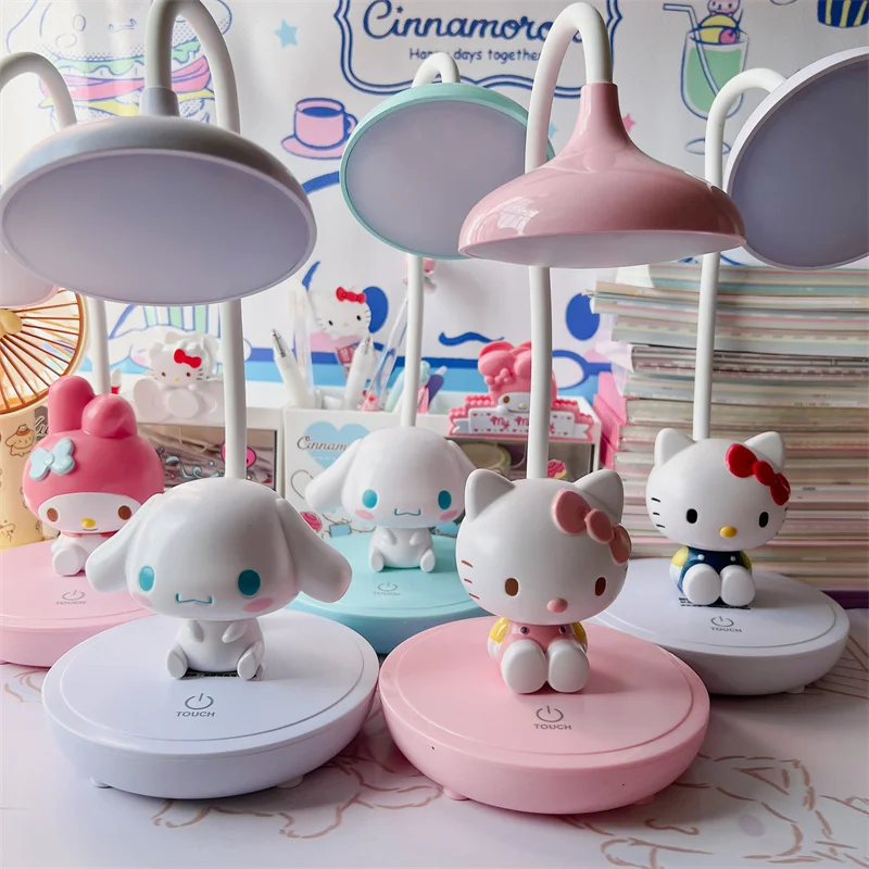 

Kawaii Sanrio Hello Kitty Cinnamoroll Desk Lamp Melody Three-Stop Touch Desktop Led Night Light Study Bedside Lamp Student Gift