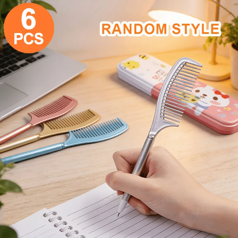 

6 Creative Diamond-Shaped Combs and Gel Pens, 0.5mm, Smooth Writing and Quick-Drying, Back-To-School Stationery, Suitable for Study, Office Work, Classroom Rewards, Birthday Gifts, Office Supplies, School Supplies, Stationery Sets, Back-To-School Season