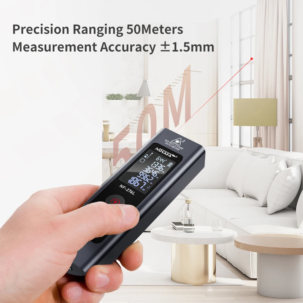 NOYAFA NF-276L Mini Laser Rangefinder 50m Distance Meter Instrument Electronic Measuring Ruler Range Tape Finder Level Test Tool