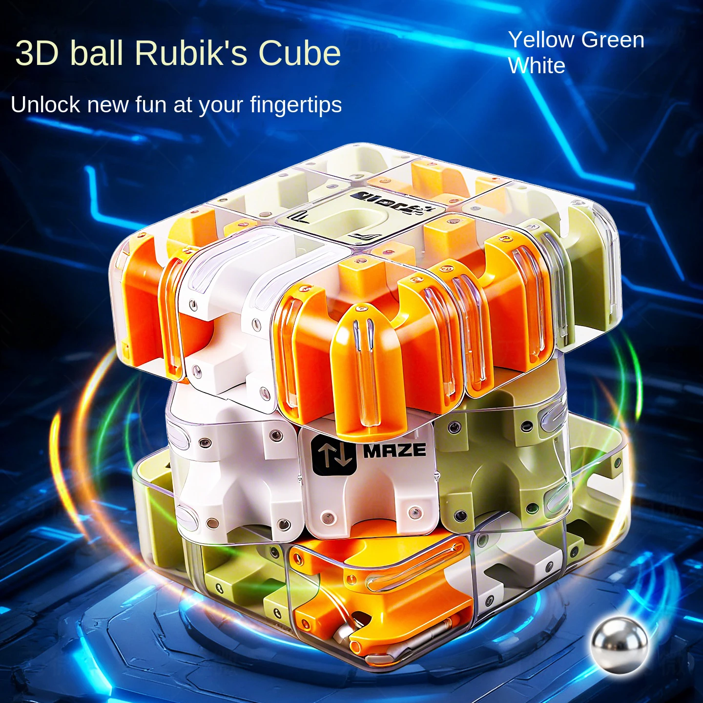 3D-Labyrinth-Zauberwürfel, sechsseitiger transparenter Puzzle-Speedcube, Labyrinth-Spielzeug für Kinder, Lernspielzeug, Geburtstagsgeschenk