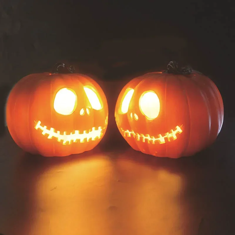 Plastic Halloween LED Pumpkin Lamp, Flashing Ghost Lighting, Festival Park, Indoor Garden Decoration, New, 24x20cm