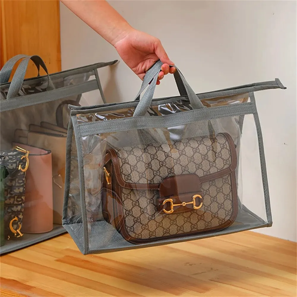 Pvc Transparent Dust-proof Handbag Storage Bag Organizer Home Wardrobe Storage And Organization Crossbody Zip Waterproof Bag