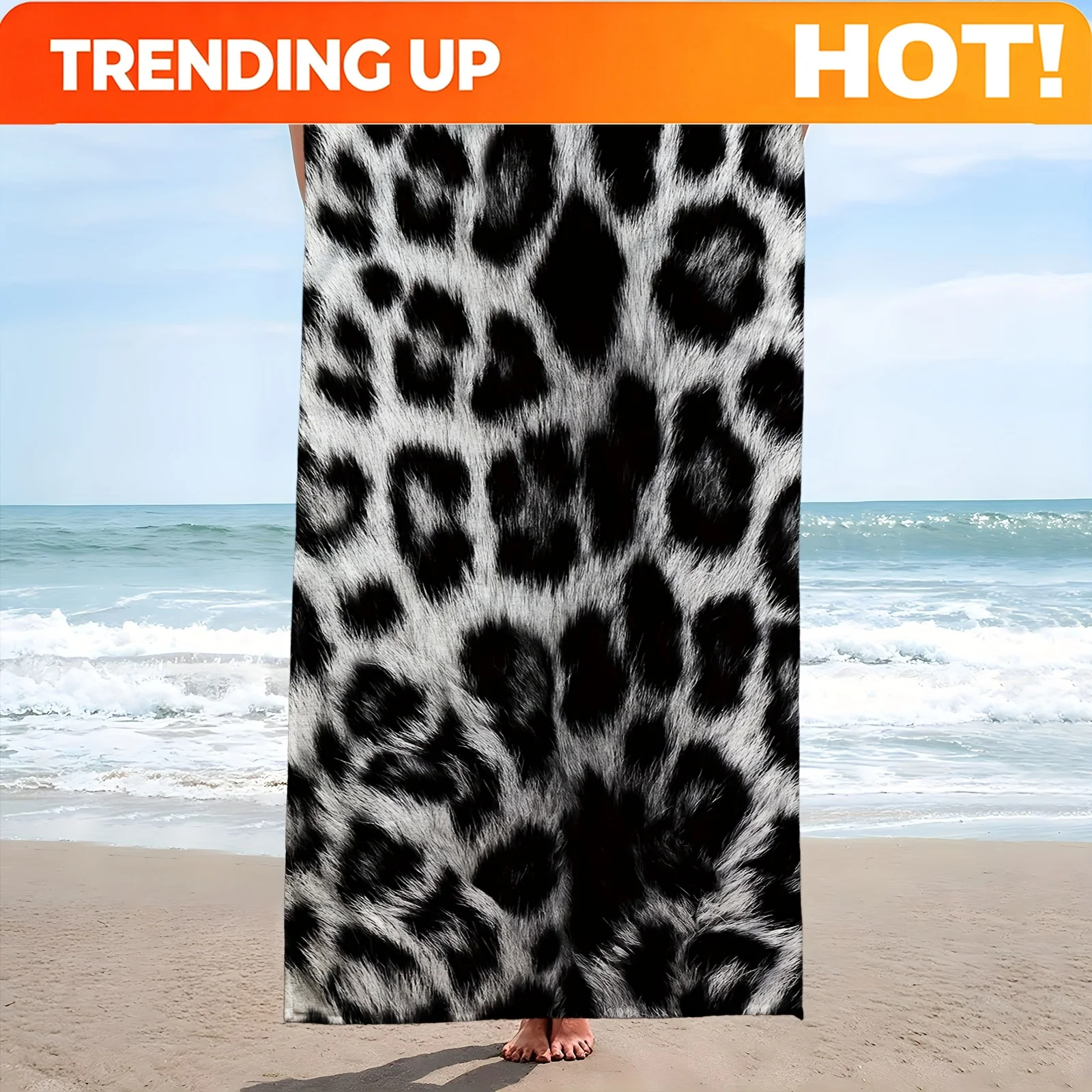 Customize A Microfiber Beach Mat with a Leopard Print Design, Highly Absorbent And Perfect for Travel, Swimming, Diving, Surfing