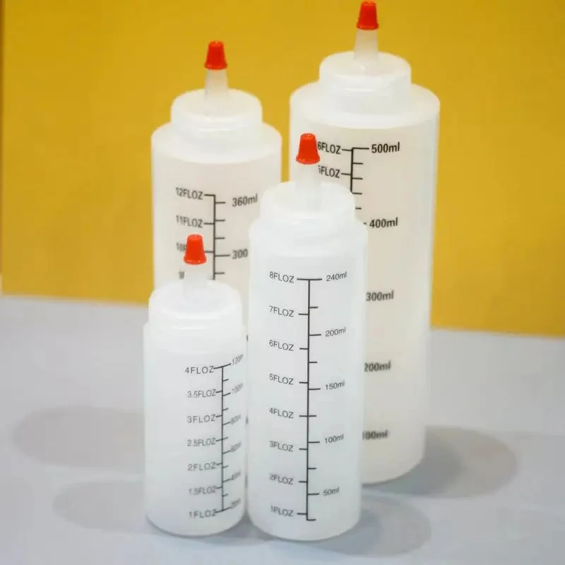 Commercial Plastic Sauce Squeeze Bottles with Lids, Salad Dressing Jam Dispenser Large Kitchen Gadgets
