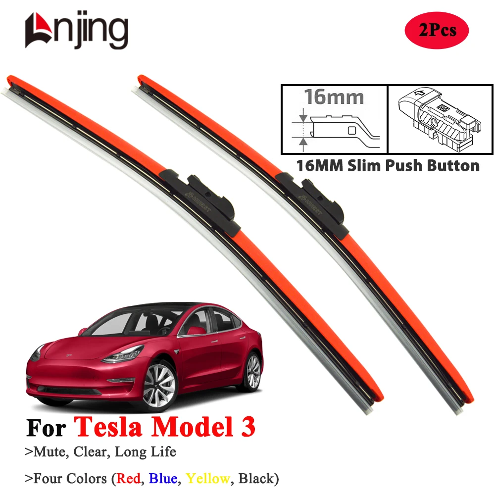 

LNJING Colorful Windshield Wiper Blades For Tesla Model 3 Y 2017 2018 2019 2020 2022 2023 2024 2025 Car Exterior Accessories