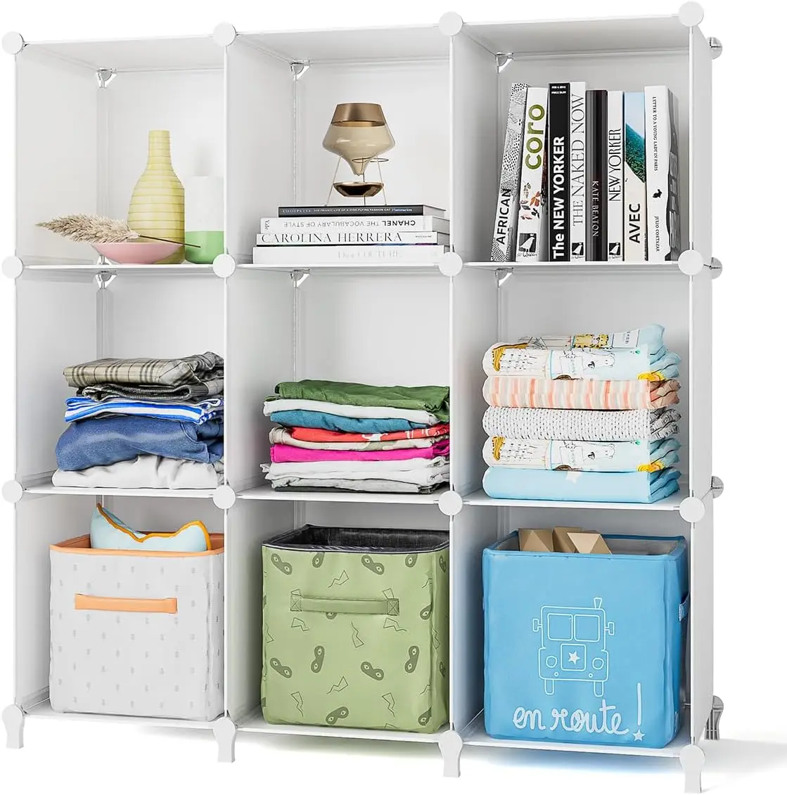 

FUNLAX Cube Storage Shelf, 9 Storage Cubes Closet Organizers and Portable Cube Organizer Plastic Bookshelf