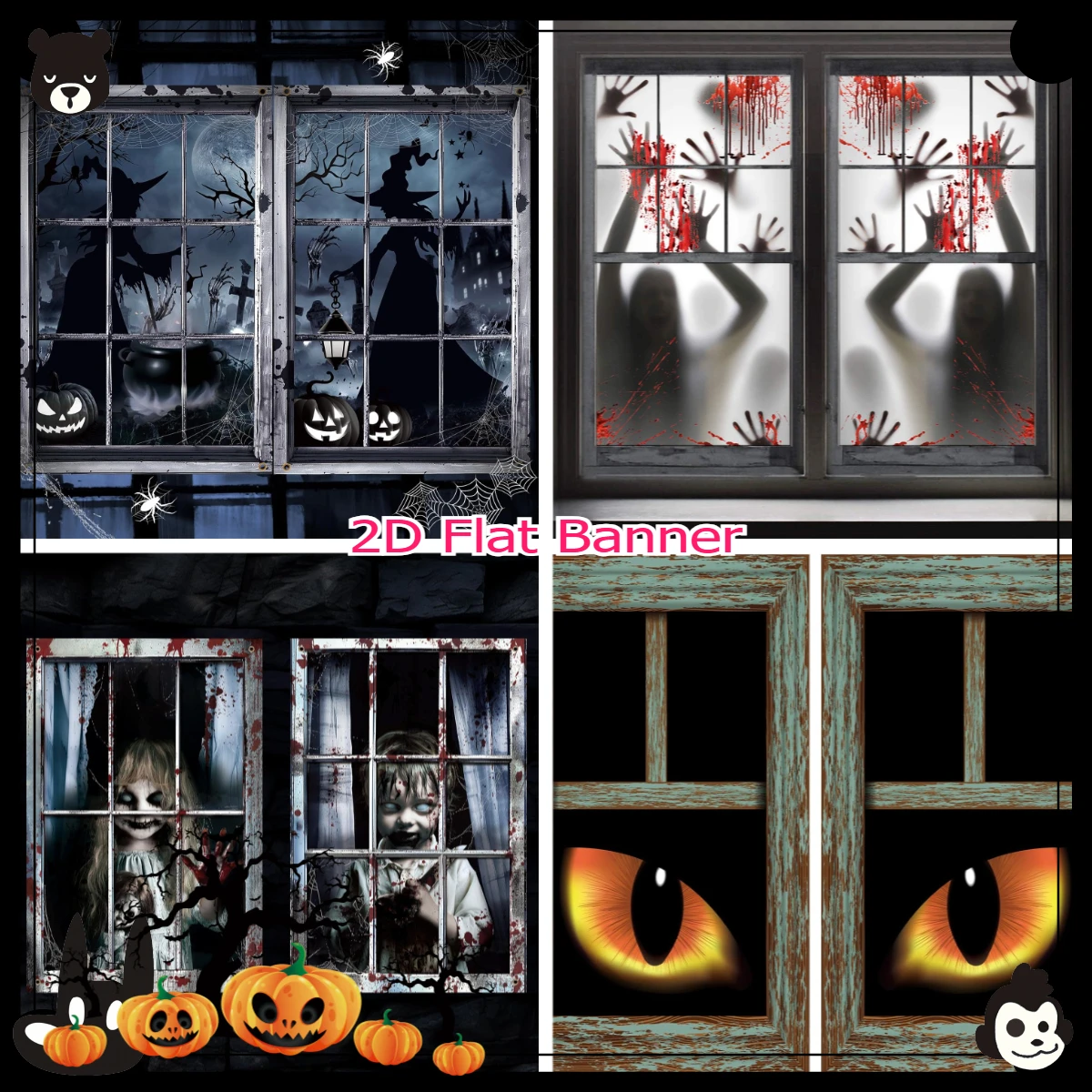 

Halloween Super Scary Decorations Boys/Girls/Witch/Zombie/Ghost Party Decor/Door & Window Hangings/Photography Studio Backdrops