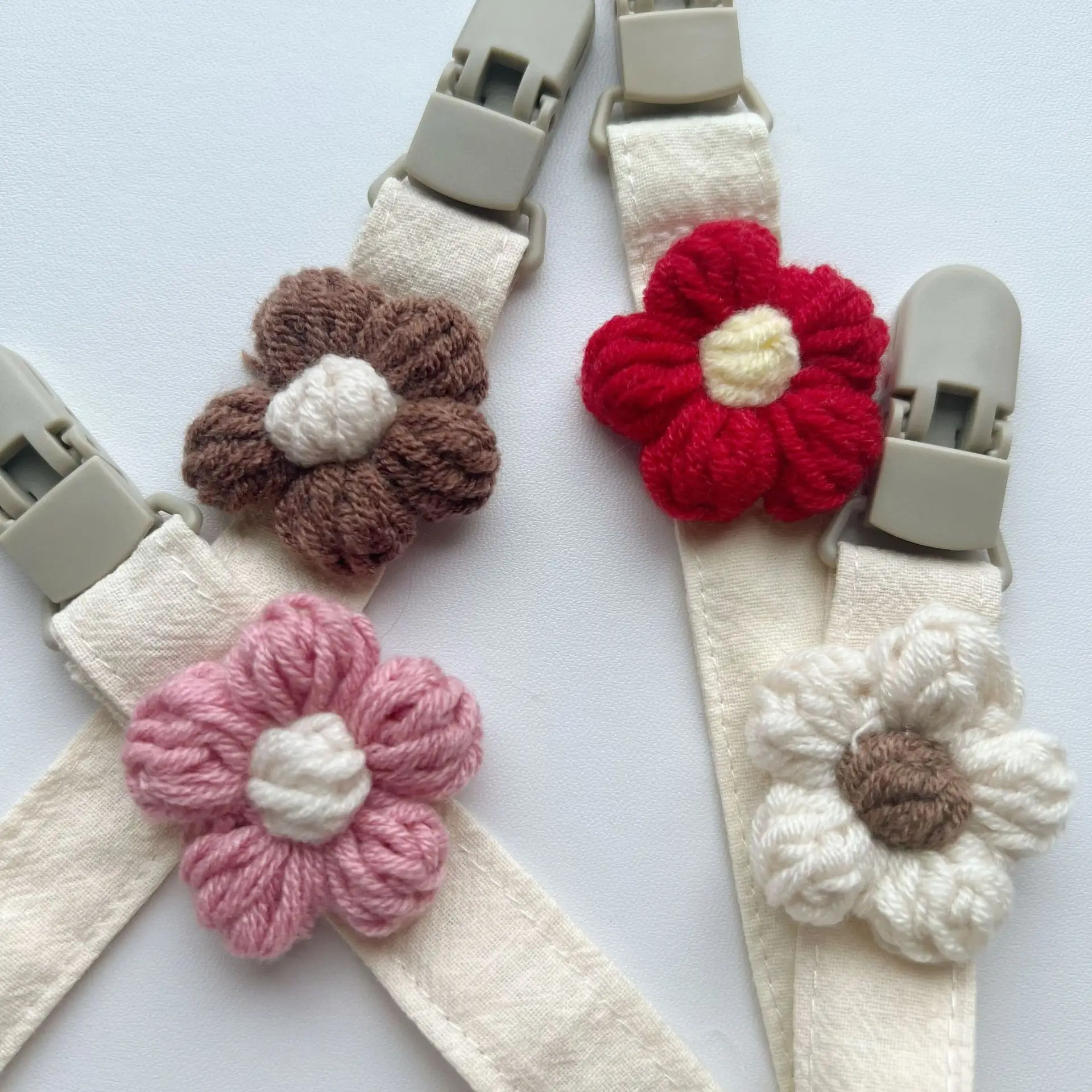 Ins Style Baby Pacifier Clip Creative Woven Flower Pacifier Chain Newborn Pacifier Teething Anti Loss Rope Chain