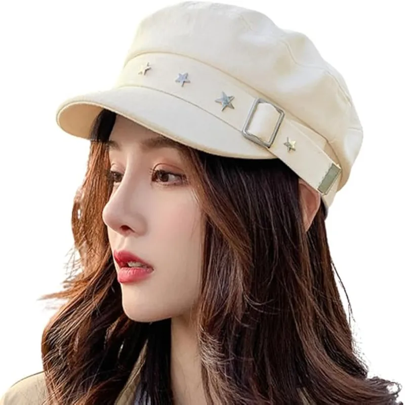 

Women Girls Y2K Star Beret Hat Fashion Newsboy Caps Warm Visor Beret Hat Vintage Cabbie Hat for Ladies