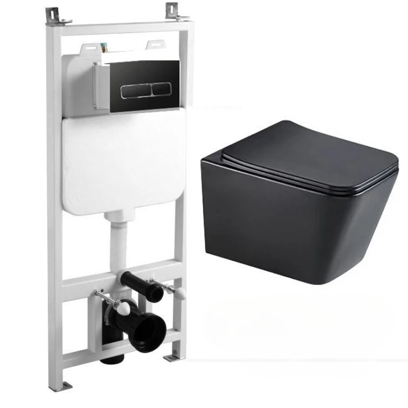 Wall mounted toilet, water tank, wall mounted matte black