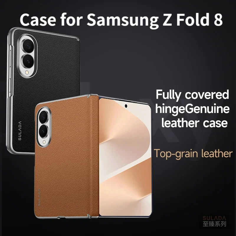 Luxury Business Magnetic Skin Feel Leather Phone Case for Samsung Z Fold 8 Shockproof Magsafe Hinge Protection Wide Cover