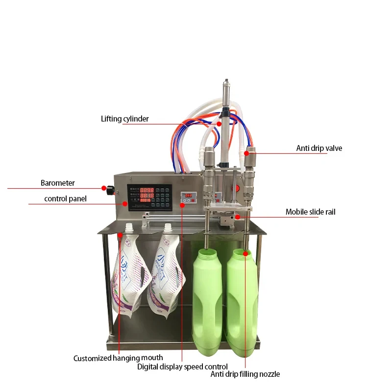 Heads Semi Automatic Liter Spout Pouch Detergent Laundry Drinking Large Flow Bag Filling hine