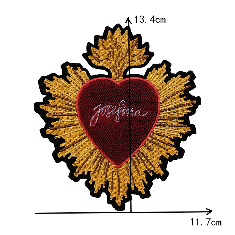 New Embroidery Flower Conflagration Love Heart Eyes Patches Iron on For Jackets Loose Coat Clothing Accessories