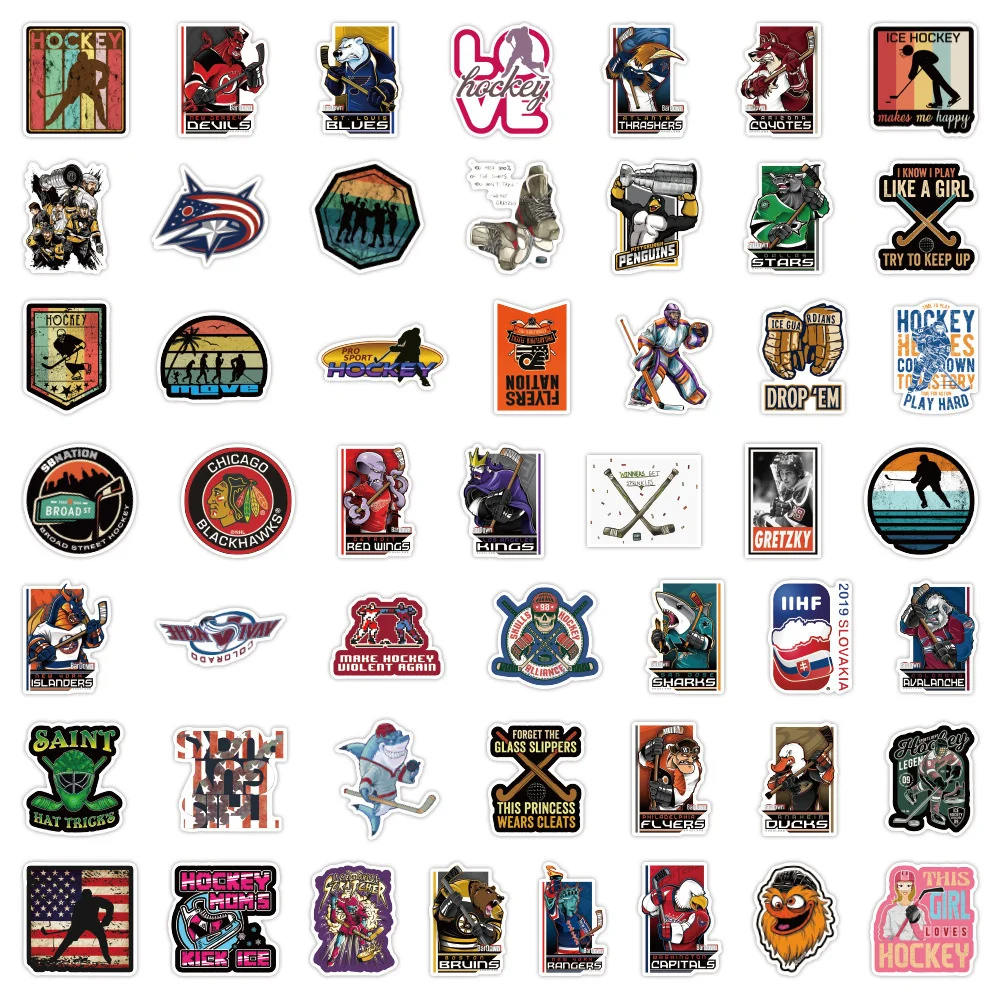 10/30/50PCS Non-repetitive Hockey Graffiti Personality Trend Guitar Decoration Sticker Water Cup Computer Sticker Wholesale