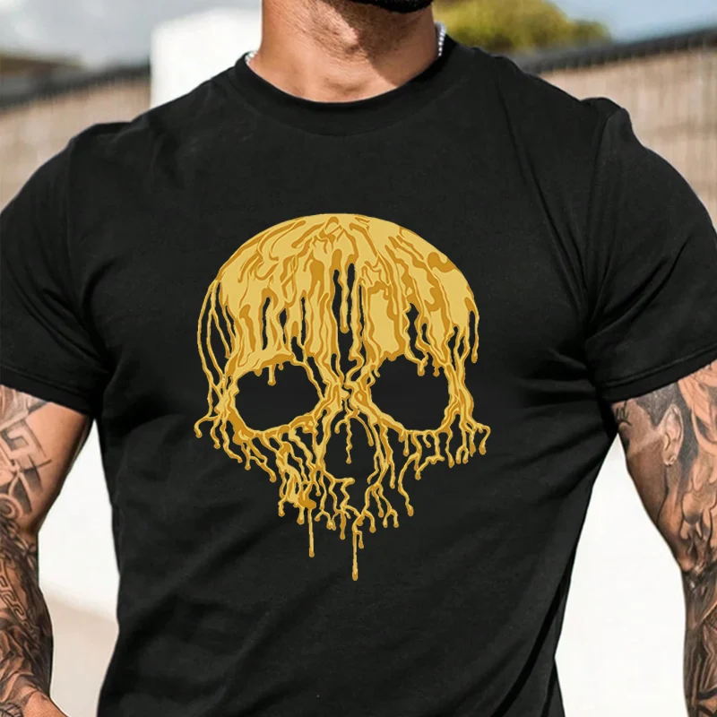 

Мужская футболка 2026: Повседневная, с графическим принтом «Череп», для байкеров, с тату-дизайном, забавная, винтажная, для мотогонщиков, чопперов, уличная одежда, топ