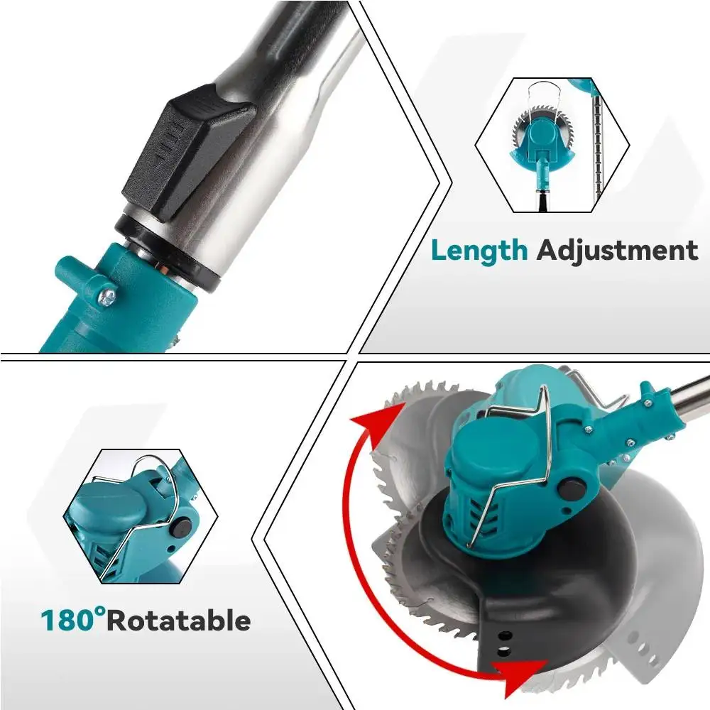 Imagem -05 - Cortador de Grama Portátil sem Fio para Makita Aparador Elétrico Portátil Ferramenta de Jardim Dobrável Comprimento Ajustável Bateria 18v