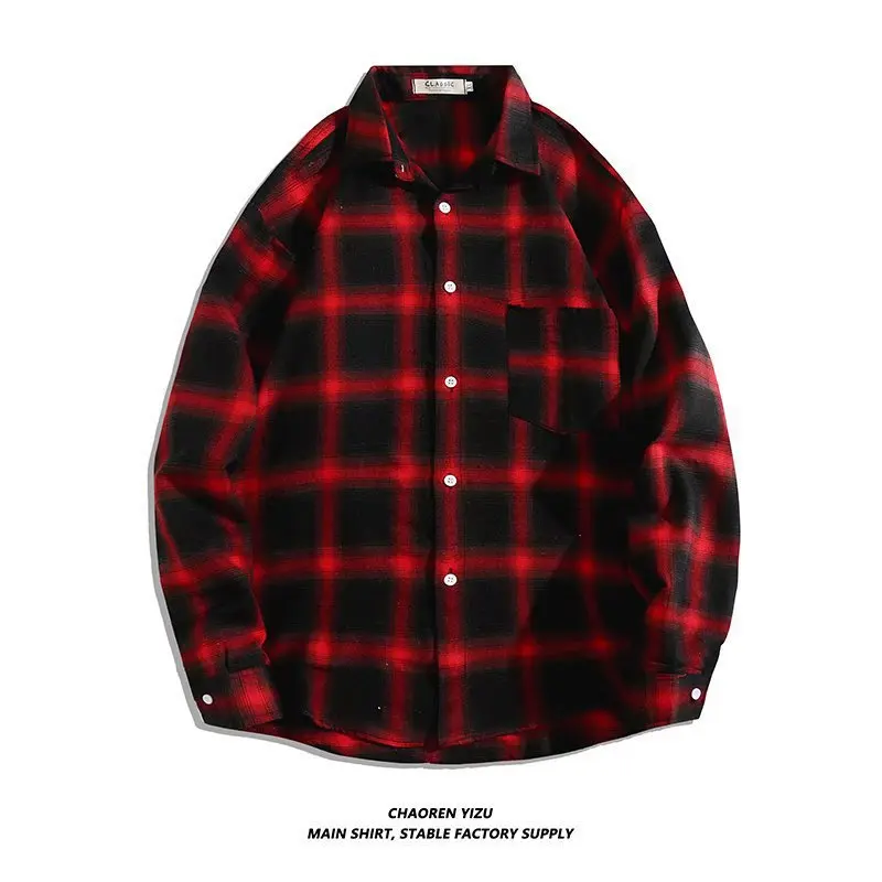 Men's Women's Long Sleeved Casual Checkered Shirt Thin Top Suitable For Spring Summer Young Couples