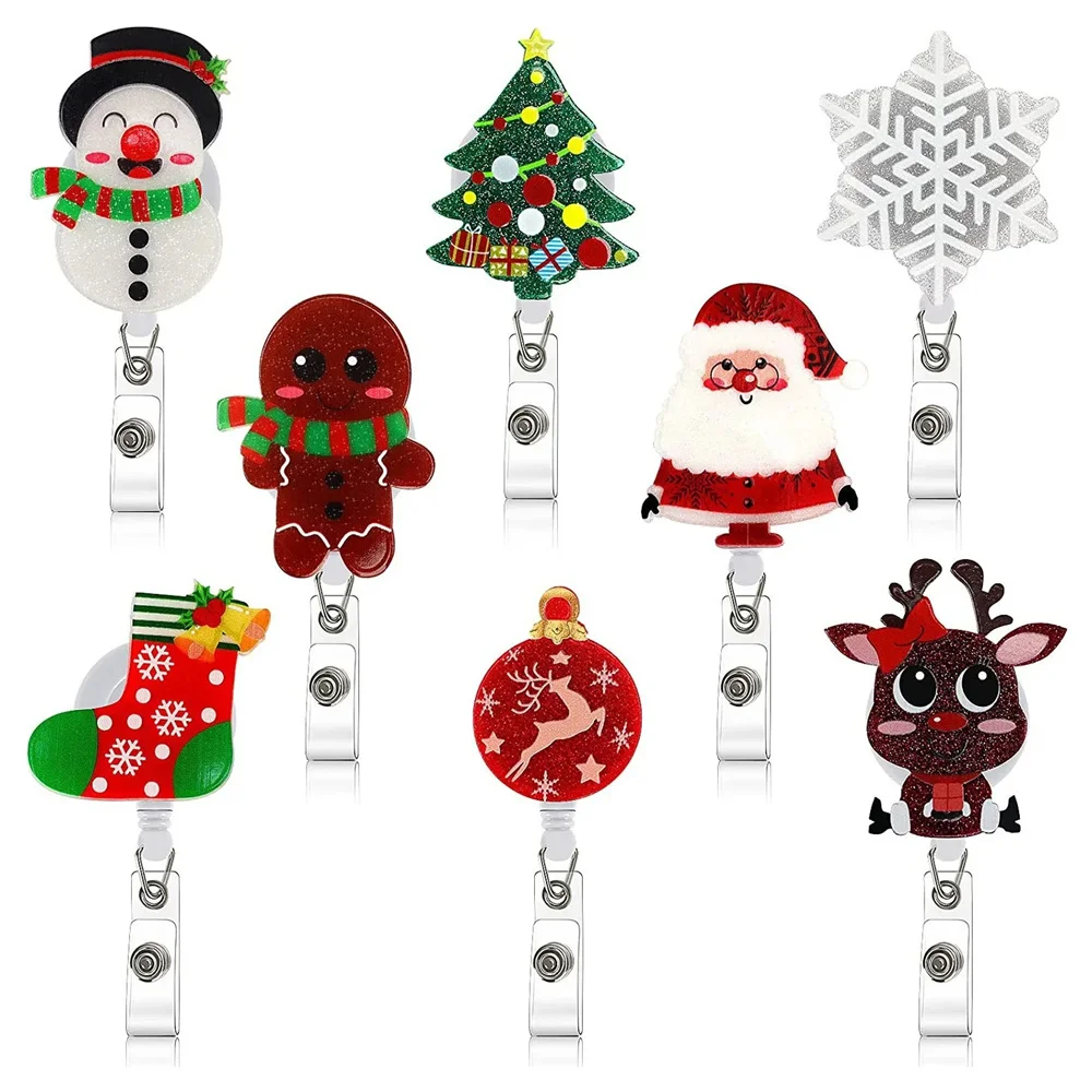 Funny Christmas Santa Claus Gingerbread Man Doctor Nurse Retractable Badge Reel Card Holder Exhibition Enfermera Name Card New