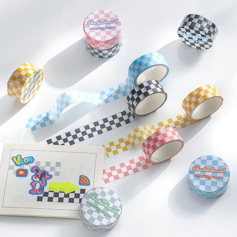 Checkerboard Hand Ledger Gift Tape Small Fresh Plaid Salt Series Hand Ledger Decorative Material Basic Stationery Sticker Lovely
