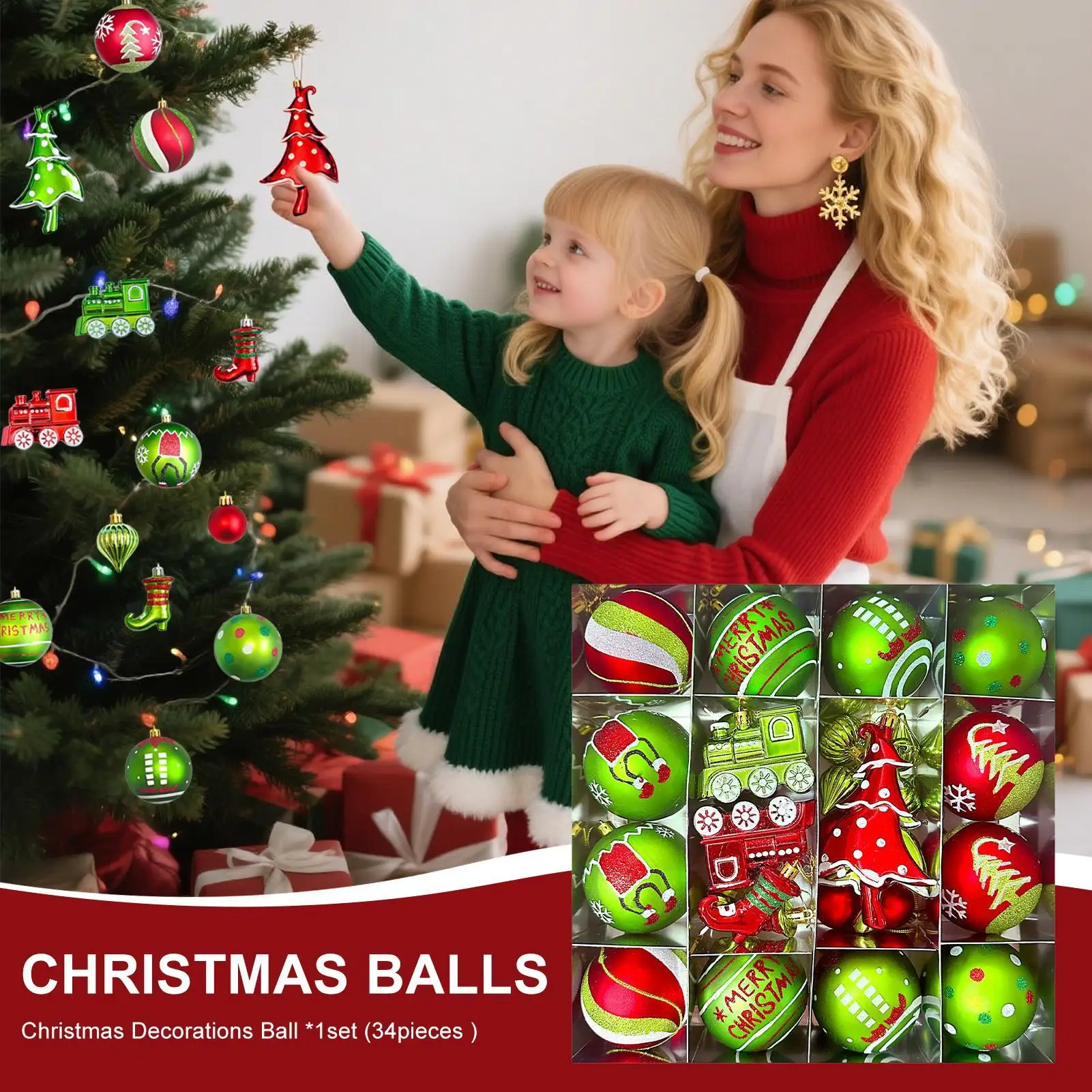 

Рождественские шары Небьющийся декоративный набор Рождественские лампочки Елочные украшения для свадебной вечеринки Праздник Крытый уличный венок