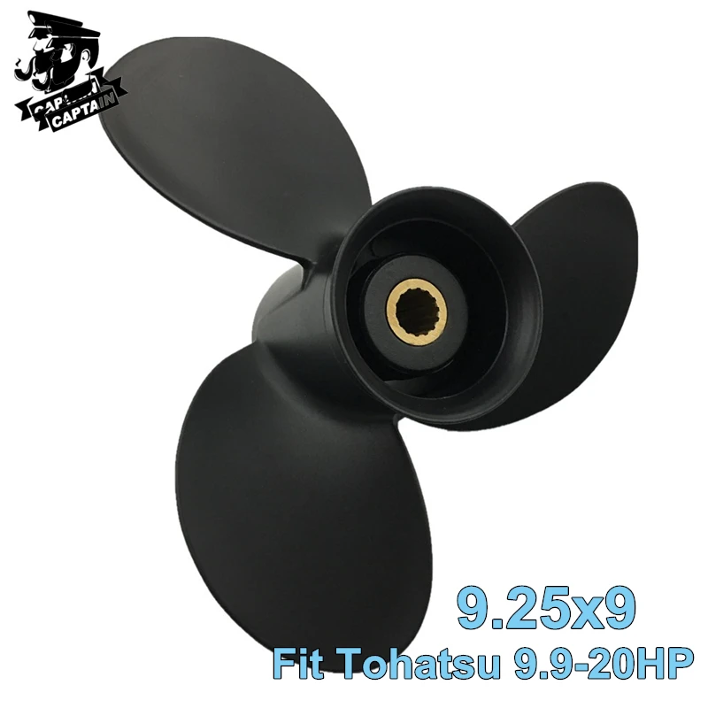 Captain Boat Outboard Propeller 9.25*9 For Tohatsu Mercury 9.9hp 15hp 20hp Aluminum Screw 3 Blades 14 Spline Marine Engine Parts