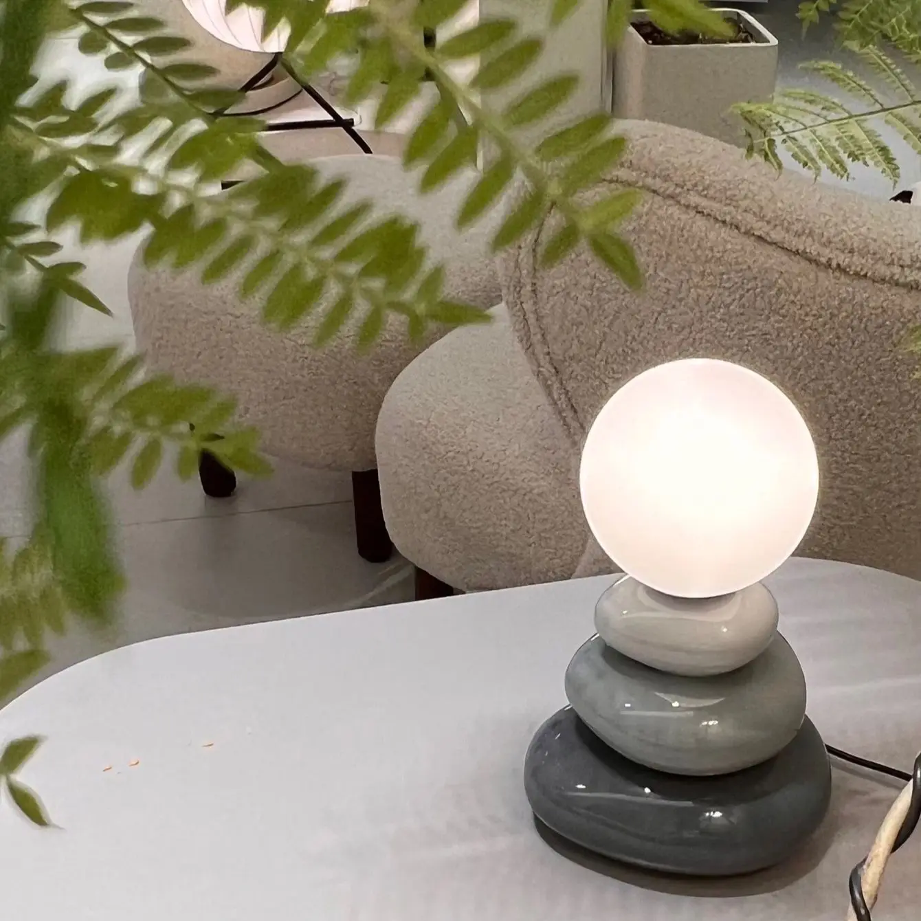 Colorful ceramics led table lamp for bedroom desk Mood light Lamp bedside table moon stromatolite Room decorating items