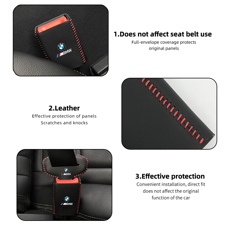 Car Seat Belt Protector Base Leather with Buckle Protection For BMW X3 X5 M5 M3 E46 E90 E60 F10 E39 F30 E36 G30 E87 E70 E91 E30