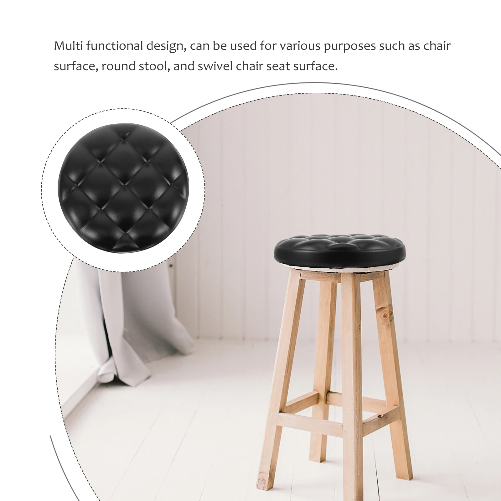 

Pu Round Stool Seat Replacement Padded Seat For Bar Home Restaurant Sponge Wood Core Easy Clean Dust Resistant