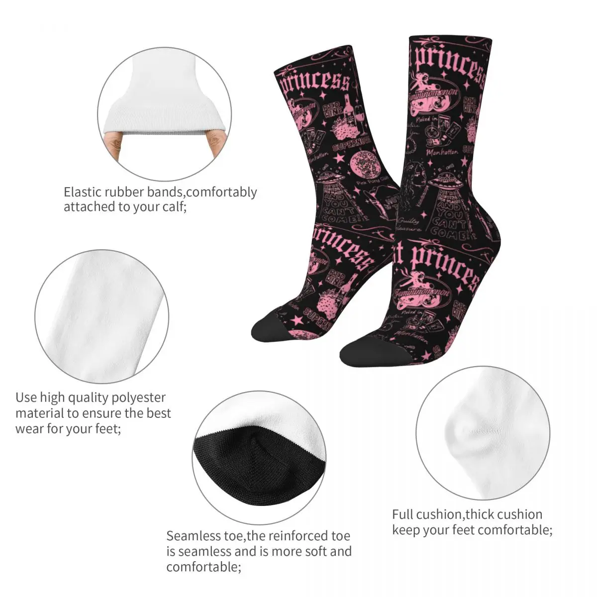 Winter Warm Crazy Design Men's Women's Pink Pony Club Midwest Princess Chappell Roan Socks Singer Music Breathable Sports Socks