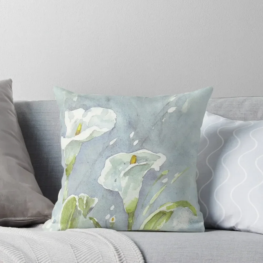

Arum lilies (and fireflies) at night Throw Pillow Marble Cushion Cover pillow pillowcase pillow