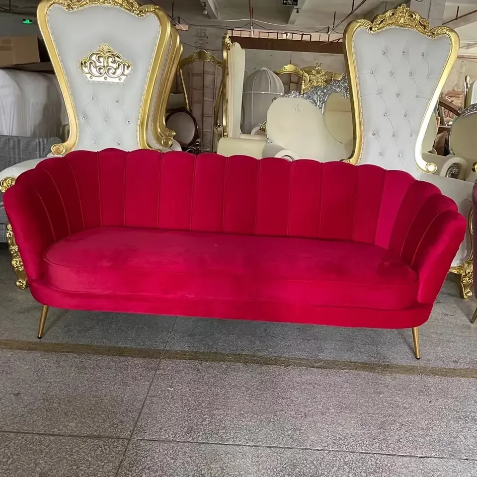 Sofá largo para novia y novio, sillón de tres asientos, color blanco, nuevo diseño