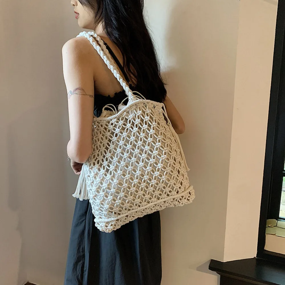 Summer Straw Woven Bag for Women Handbags Handmade Raffia Beach Boho Shoulder Bag Large Tote Bag Tassel Shopping Bag Bolsas 2024