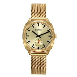 BERNY Railway Watch for Women Quartz Ladies Watch Simple Versatile Simple Dial Wristwatch Waterproof Leisure Watch for Women