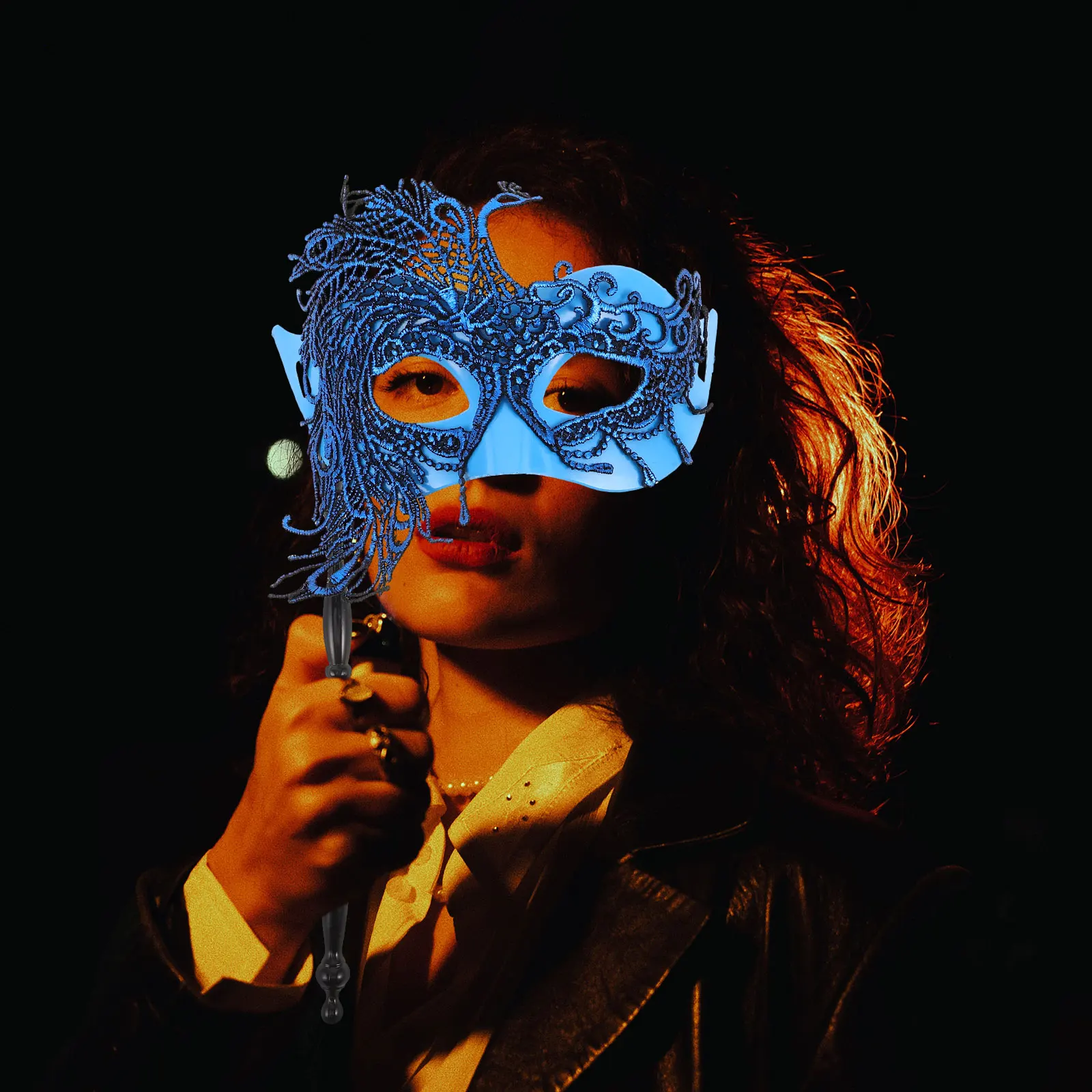 

Hand Held Stick Mask Lace Masks for Women Handled Masquerade Halloween Supplies Cosplay Eyemask on Make Party