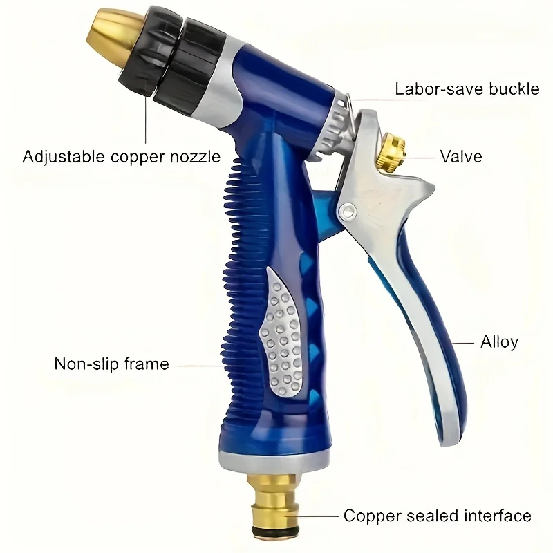 Brass Nozzle High Pressure Water Gun for Lawn, Garden & Car Wash, Durable Spray Tool